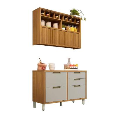 Cozinha Imperatriz 1 Porta 3 Gavetas MDP 120CM Freijó e Off White Nesher Móveis