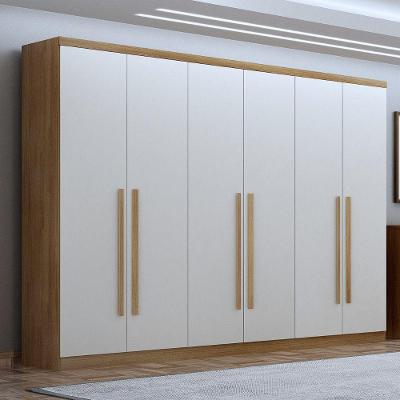 Guarda Roupa Casal Bellagio 6 Portas de Bater 6 Gavetas MDF Cumaru-Fendi Móveis Novo Horizonte