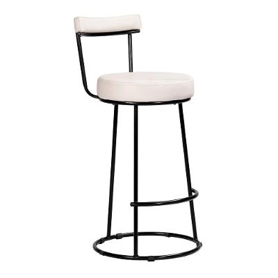Banqueta Meive Assento em Courino Base Fixa com Encosto Branco Sallar Home