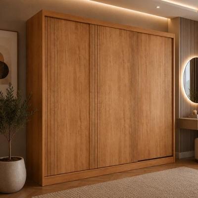 Guarda Roupa Casal CR35529 3 Portas de Correr MDF Madeirado Multimóveis