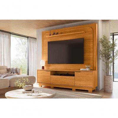 Painel para TV Nilo 75 Polegadas 200CM MDP com Nicho Marrom Madetec Móveis