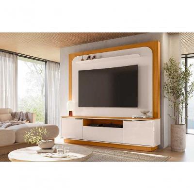 Painel para TV Nilo Até 75" 200CM MDP com Nicho Marrom Madetec Móveis