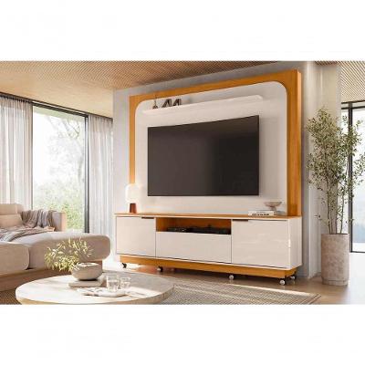 Painel para TV Até 75 com Gaveta Portas Nicho 200CM MDP Marrom Madetec Móveis