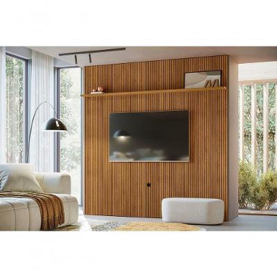 Painel para Sala New Guaporé para TV Até 75" 245CM MDP Frisado Cumaru Madetec Móveis