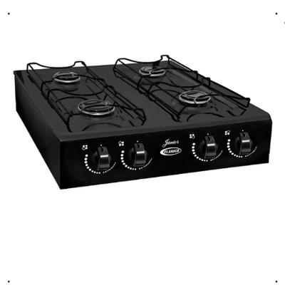 Fogão Portátil 4 Bocas GLP Clarice Junior Inox Acendimento Manual Preto 110V