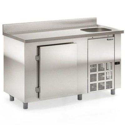 Balcão de Encosto GBFE150CD 347L com Pia e Refrigeração Ar Forçado Inox Gelopar