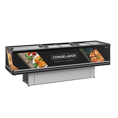 Ilha Expositor Vidro Reto Gelopar GESV290R 819L sem Porta Preto 220V