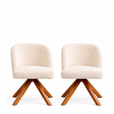 Kit 2 Cadeiras de Jantar Nora Estrutura em Madeira Estofado em Bouclé Off White
