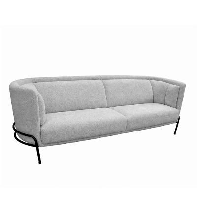 Sofá Oslo 3 Lugares 210CM Cinza Bouclé Base Aço Preto Sofá Home