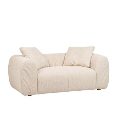 Sofá Clier 2 Lugares Fixo 180CM Off White Bouclé Enrugado Sallar Home