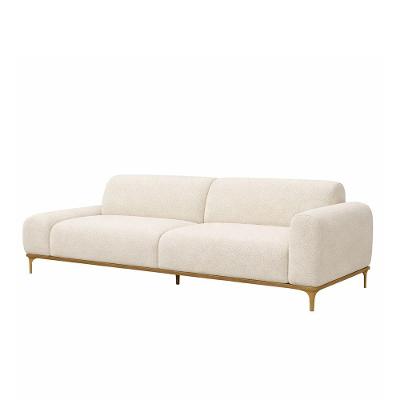 Sofá com Chaise Unne 3 Lugares 230CM Terminal Direito Off White Boucle