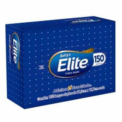 Lenço de Papel Elite Softys Folha Dupla Branco 150 Unidades 21CM X 12,7CM