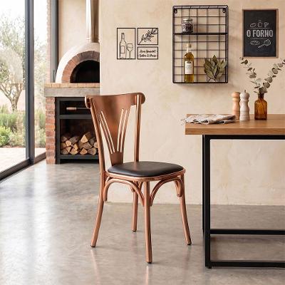 Cadeira de Jantar Paris Luxo Estrutura em Aço Cobre e Preto Móveis Iberia
