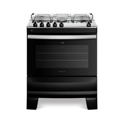 Fogão de Piso 5 Bocas a Gás Atlas Agile Up Mesa de Inox Preto Bivolt