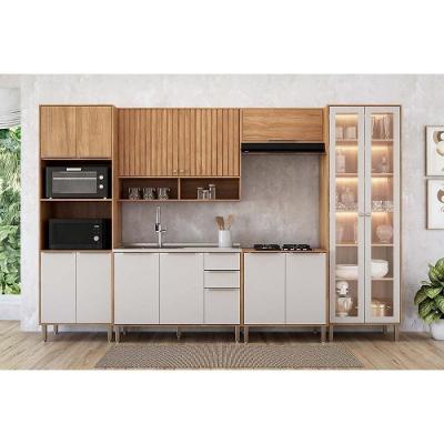 Cozinha Completa 6 Peças Divina 4 Portas 2 Gavetas MDF Cinamomo e Off White MGM