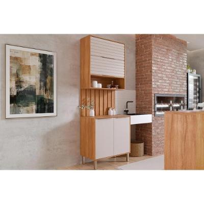 Cozinha Completa 3 Peças Esplêndida 4 Portas MDF 80CM Off White e Cinamomo MGM