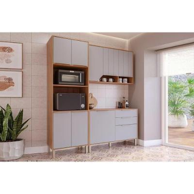Cozinha Completa Celeste 4 Portas 2 Gavetas MDF Cinamomo e Platina 120CM MGM