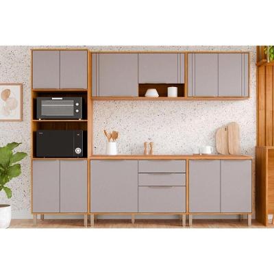 Cozinha Completa Áurea 4 Portas 2 Gavetas MDF Cinamomo e Platina MGM