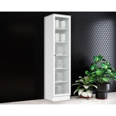 Cristaleira Americana 50cm 1 Porta 5 Prateleiras MDP com Amortecimento Branco Henn