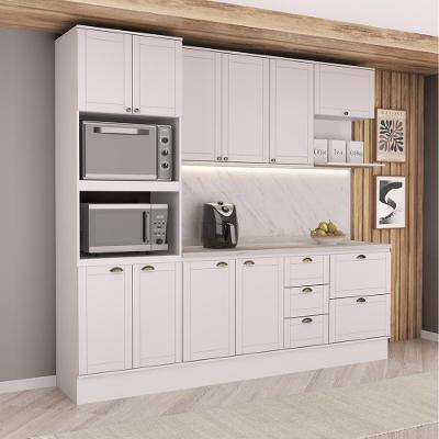 Cozinha Completa Milla Bright 10 Portas 5 Gavetas MDF 250CM Branco