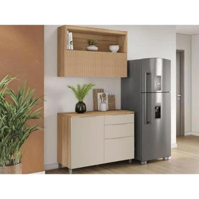 Cozinha Completa Marquesa 2 Portas 3 Gavetas MDF Nature e Greige Nesher