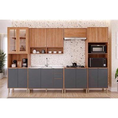 Cozinha Completa 6 Peças Divina CZ611 3 Portas 2 Gavetas MDF Cinamomo e Titanium MGM
