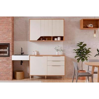 Cozinha Completa Celeste 5 Portas 2 Gavetas MDF 120CM Cinamomo e Off White MGM