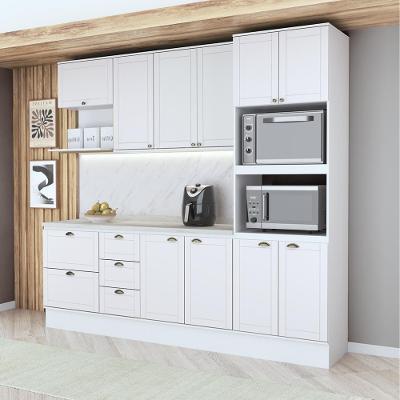 Cozinha Milla Bright Duo 10 Portas 5 Gavetas MDF Branco Móveis Carraro