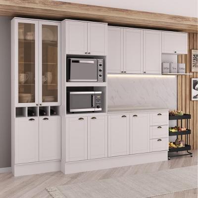Cozinha Completa Milla Smooth 14 Portas 3 Gavetas MDF 320CM Móveis Carraro