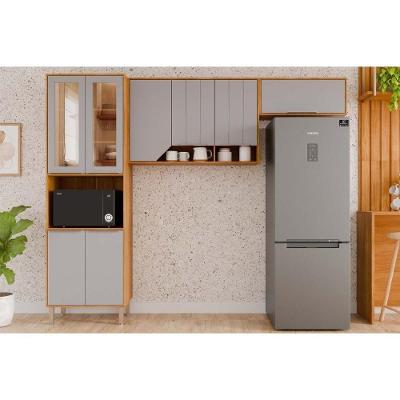 Cozinha Completa 3 Peças Celeste C370 4 Portas MDF Cinamomo e Platina MGM