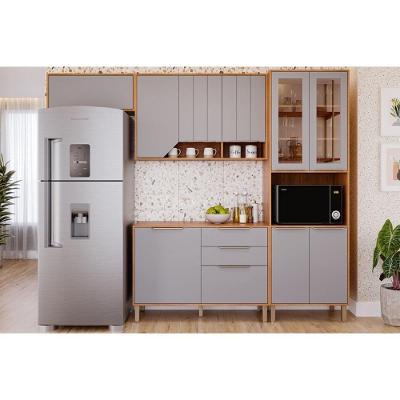 Cozinha Completa Celeste C265 4 Portas 2 Gavetas MDF 70CM e 120CM Cinamomo Platina MGM