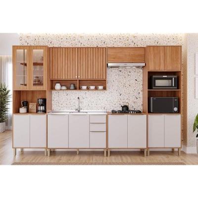 Cozinha Completa Divina 3 Portas 2 Gavetas MDF 120CM Cinamomo e Off White MGM