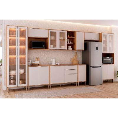 Cozinha Completa 9 Peças 12 Portas 2 Gavetas MDF Cinamomo e Off White MGM