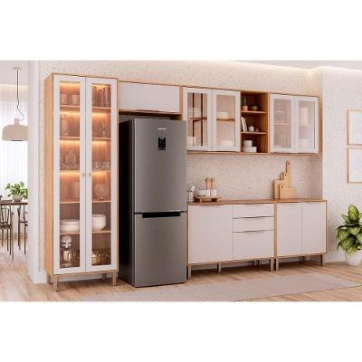 Cozinha Completa 6 Peças Brilhante 2 Portas 2 Gavetas MDF Cinamomo e Off White MGM