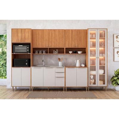 Cozinha Completa 6 Peças Divina 3 Portas 2 Gavetas MDF Cinamomo e Off White MGM