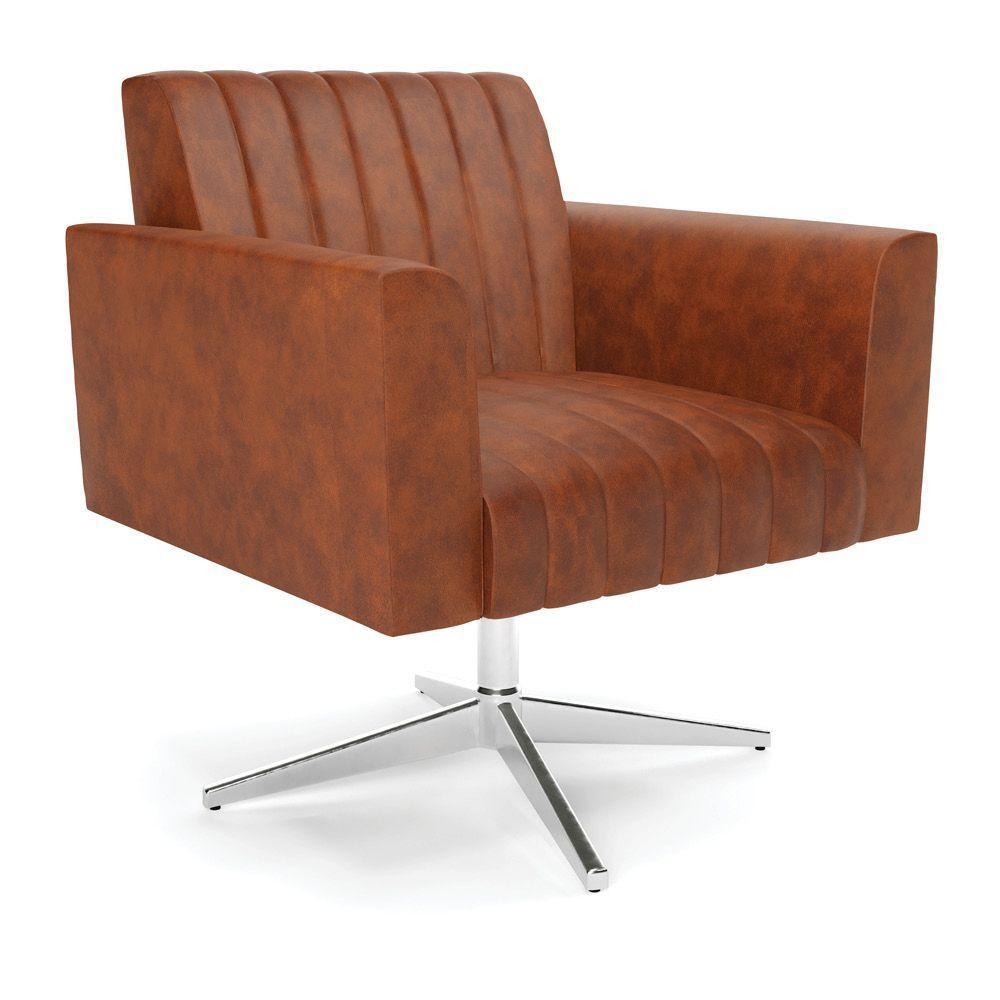 Poltrona Giratória Viena Gomada Corano Nozes Base Cromada - D'rossi - 1