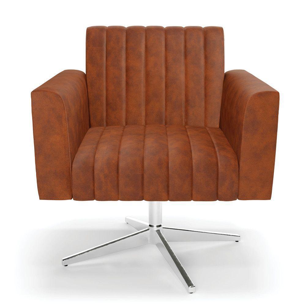 Poltrona Giratória Viena Gomada Corano Nozes Base Cromada - D'rossi - 6