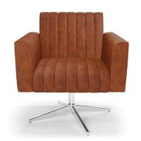 Poltrona Giratória Viena Gomada Corano Nozes Base Cromada - D'rossi - 6