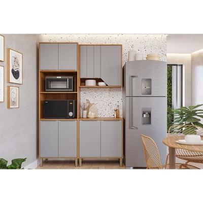 Cozinha Completa 3 Peças Celeste C367 4 Portas 2 Gavetas MDF Cinamomo e Platina MGM