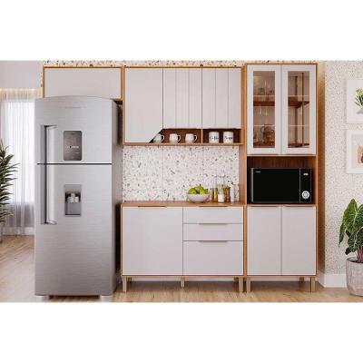 Cozinha Completa 4 Peças Celeste 4 Portas 2 Gavetas MDF 120CM Cinamomo e Off White MGM