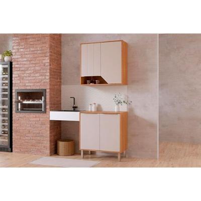 Cozinha Completa 2 Peças Celeste 2 Portas MDF Cinamomo e Off White MGM