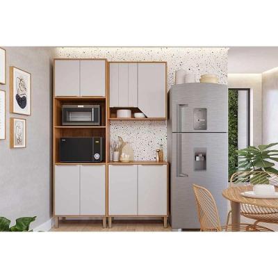 Cozinha Completa 3 Peças Celeste 4 Portas MDF 70CM e 80CM Cinamomo com Off White MGM