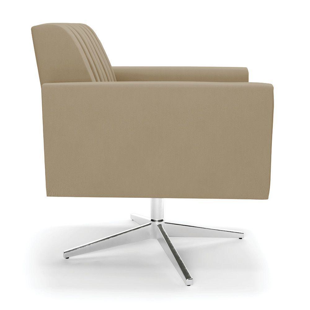 Poltrona Giratória Viena Gomada Suede Base Cromada - D'rossi Cor Marrom Rato - 5