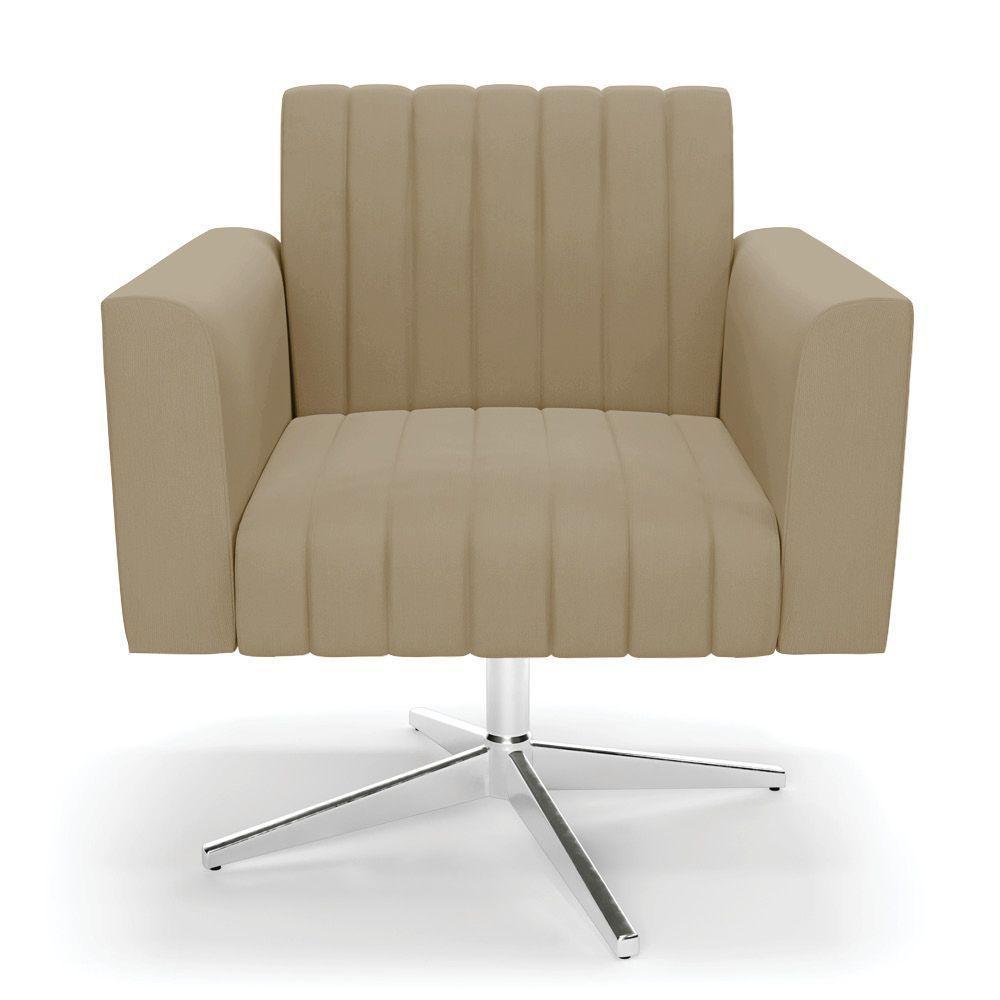 Poltrona Giratória Viena Gomada Suede Base Cromada - D'rossi Cor Marrom Rato - 6