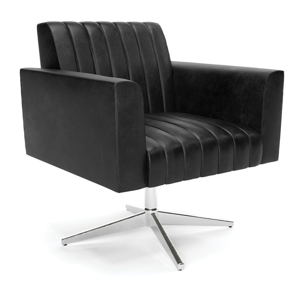 Poltrona Giratória Viena Gomada Corano Preto Base Cromada - D'rossi - 1
