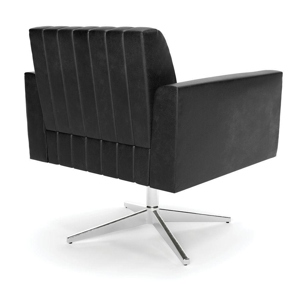 Poltrona Giratória Viena Gomada Corano Preto Base Cromada - D'rossi - 4