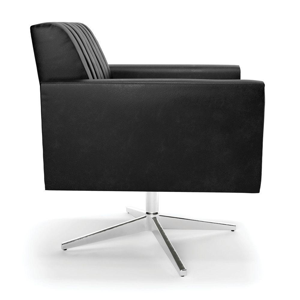 Poltrona Giratória Viena Gomada Corano Preto Base Cromada - D'rossi - 5