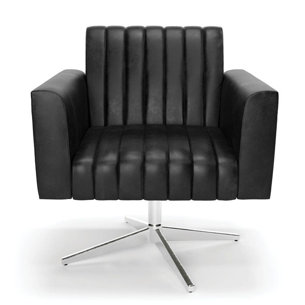 Poltrona Giratória Viena Gomada Corano Preto Base Cromada - D'rossi - 6