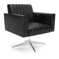 Poltrona Giratória Viena Gomada Corano Preto Base Cromada - D'rossi - 1