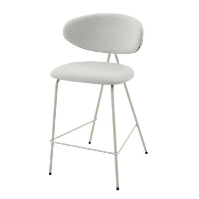 Banqueta Alta Pilar Assento Tecido Base Aço com Encosto Off White Rivatti Móveis